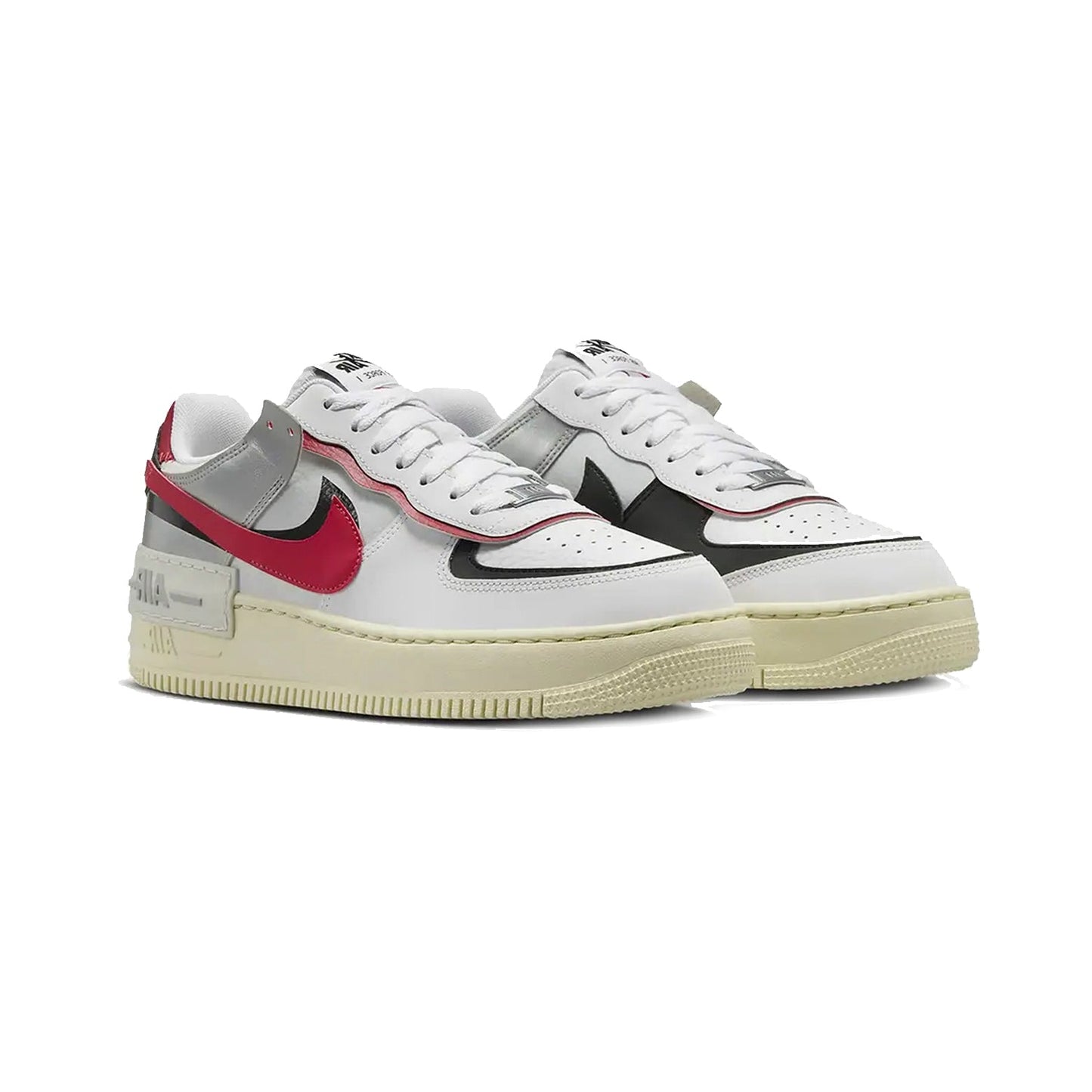 Nike Air Force 1 Shadow White Red Silver and Black