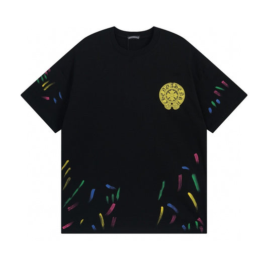 Chrome Hearts T-Shirt Cross Cemetery Paint Drips Black