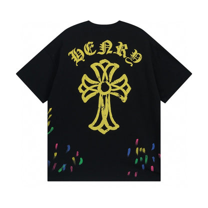 Chrome Hearts T-Shirt Cross Cemetery Paint Drips Black