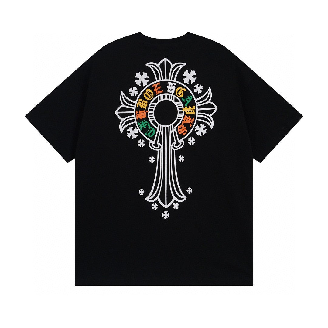 Chrome Hearts T-Shirt Necklogo Back Printed Cross Black