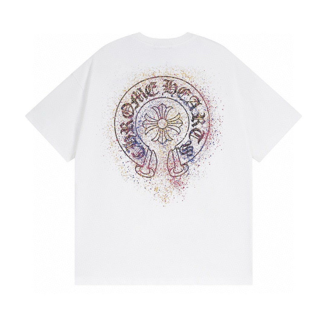 Chrome Hearts T-Shirt Horse Shoe Logo Pocket Dripped White