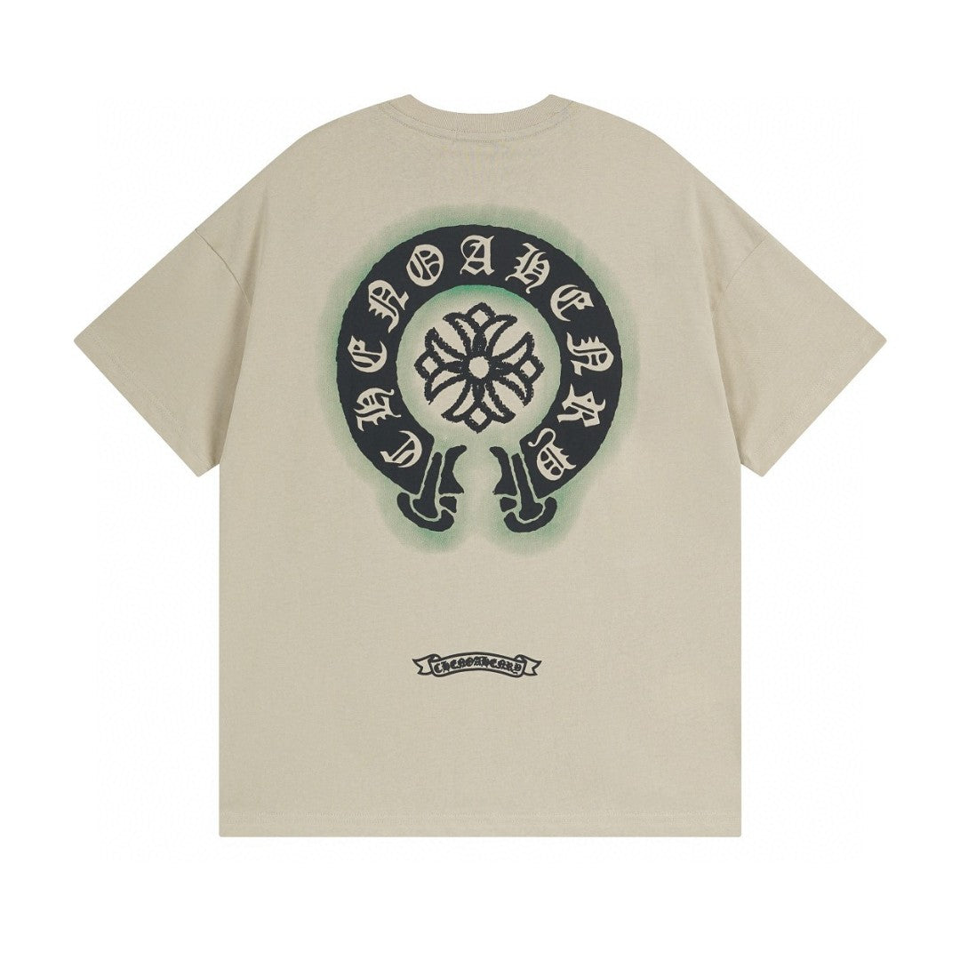 Chrome Hearts T-Shirt Horse Shoe Logo Pocket Cream