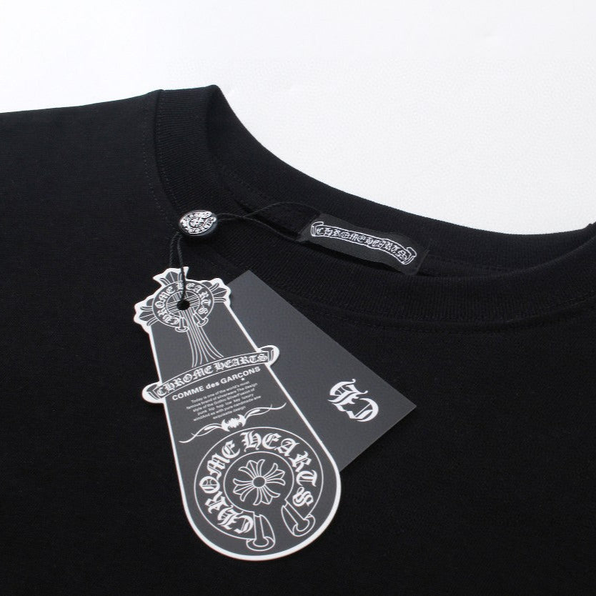 Chrome Hearts T-Shirt Red Horse Shoe Logo Pocket Black