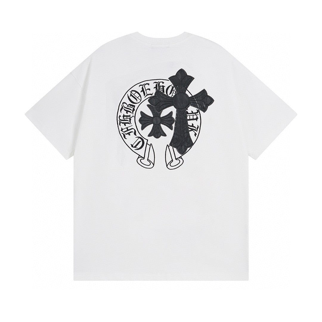 Chrome Hearts T-Shirt Horse Shoe Logo x Cross White