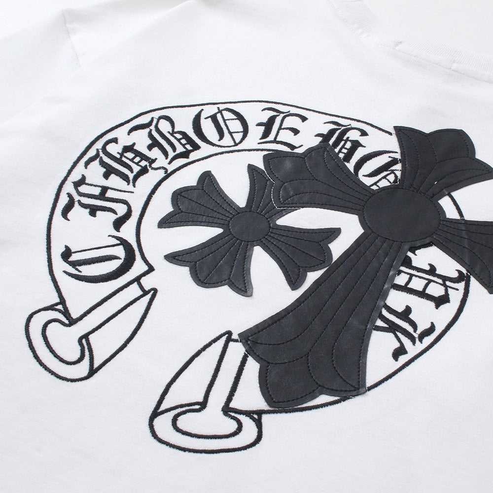 Chrome Hearts T-Shirt Horse Shoe Logo x Cross White