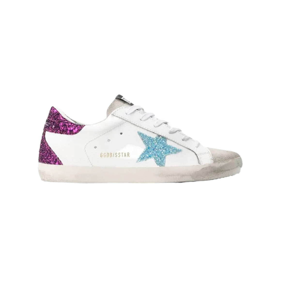 Golden Goose Superstar White Blue Glitter Pink Sky