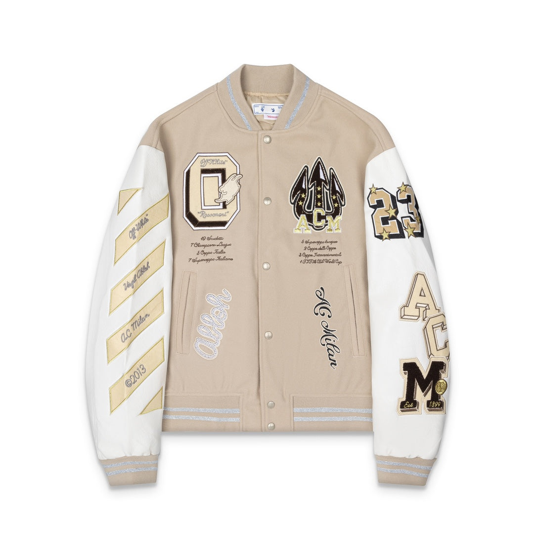 Off-White x AC Milan Varsity Jacket Cream