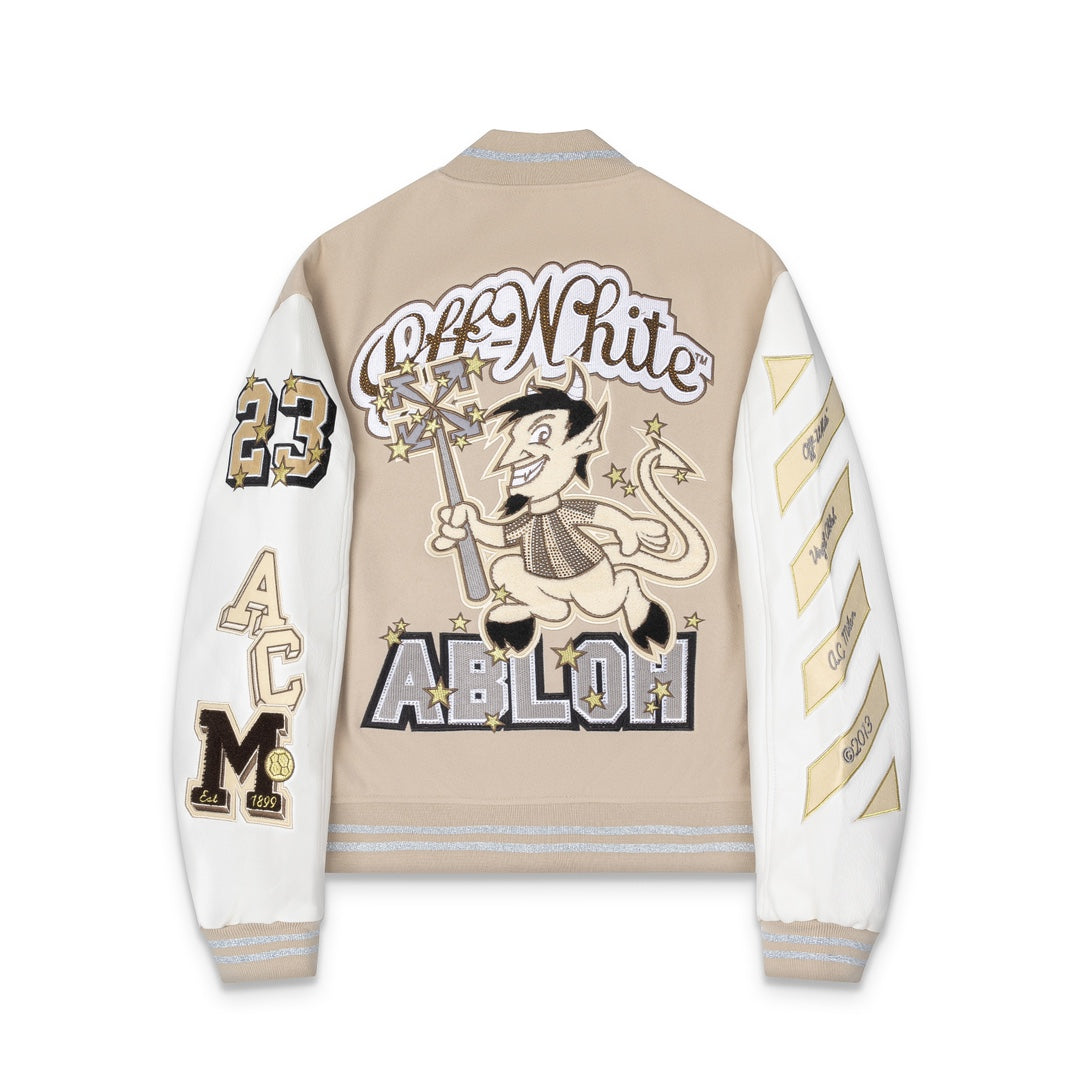 Off-White x AC Milan Varsity Jacket Cream