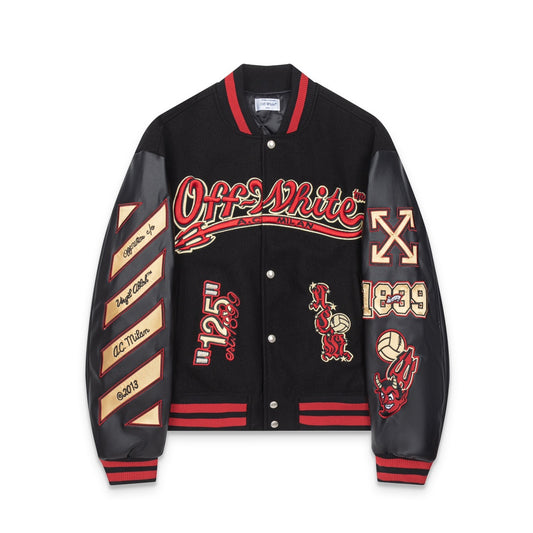 Off-White x AC Milan Varsity Jacket Black and Red