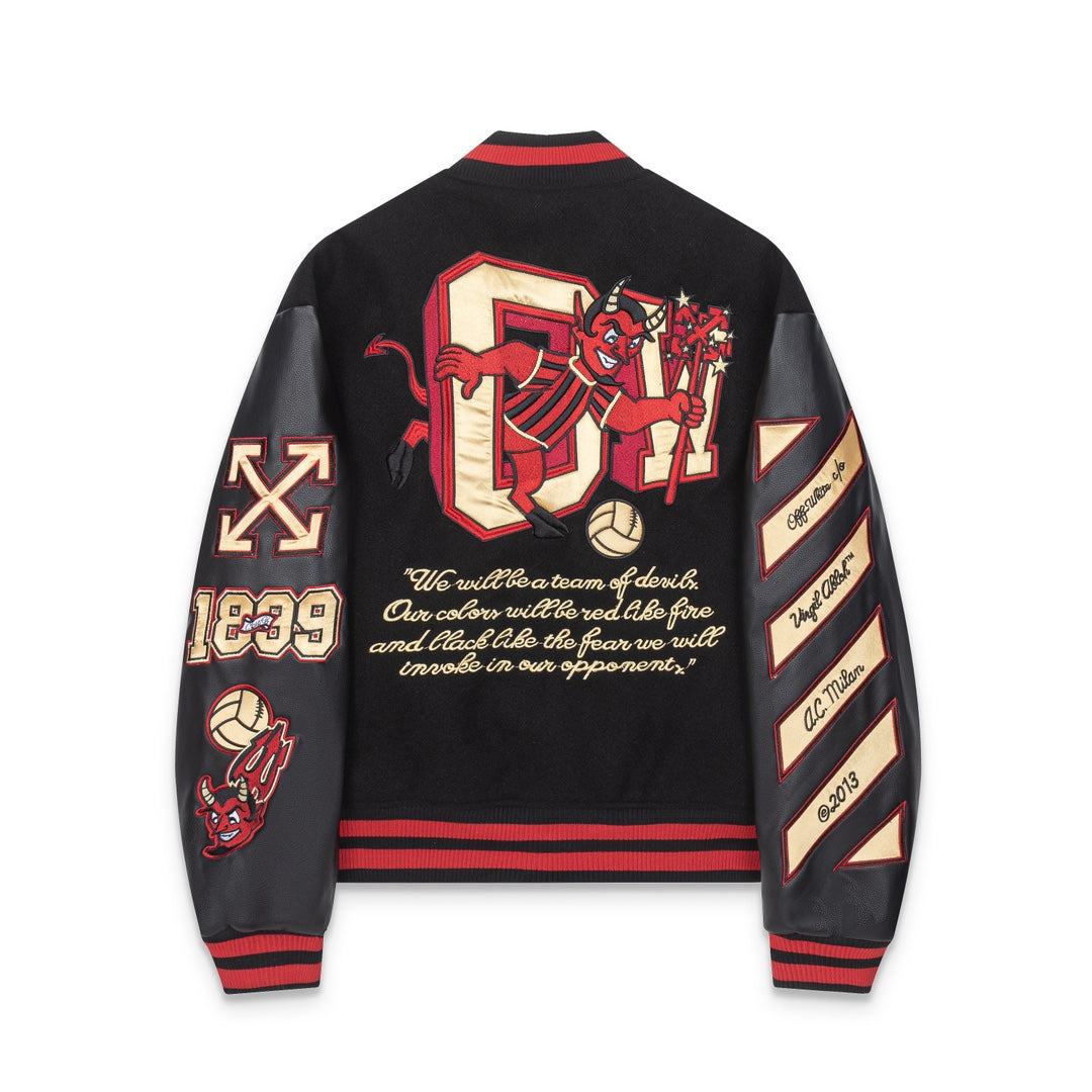 Off-White x AC Milan Varsity Jacket Black and Red