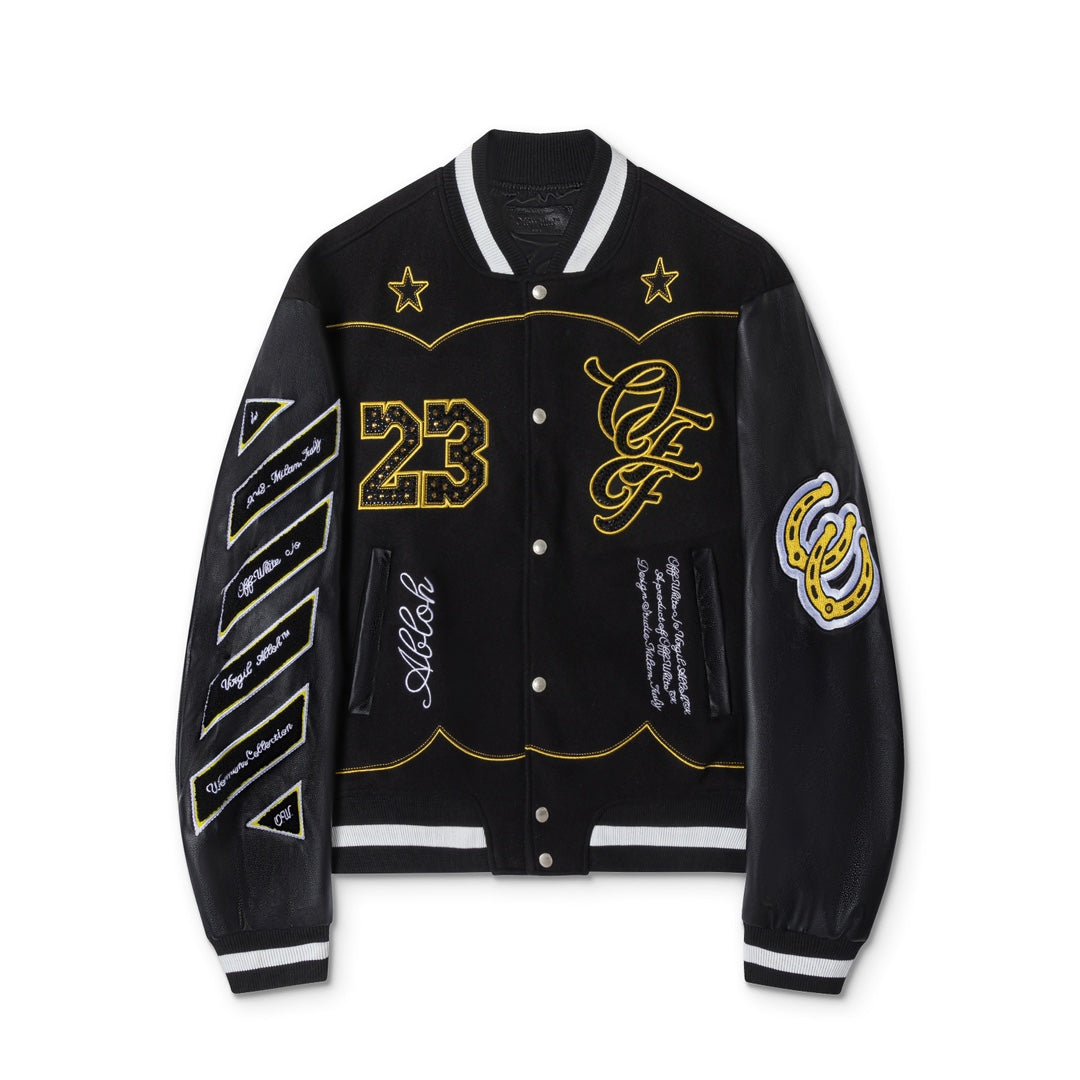 Off-White Varsity Bomber Jacket Horseshoe Black