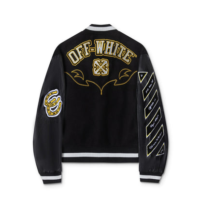 Off-White Varsity Bomber Jacket Horseshoe Black