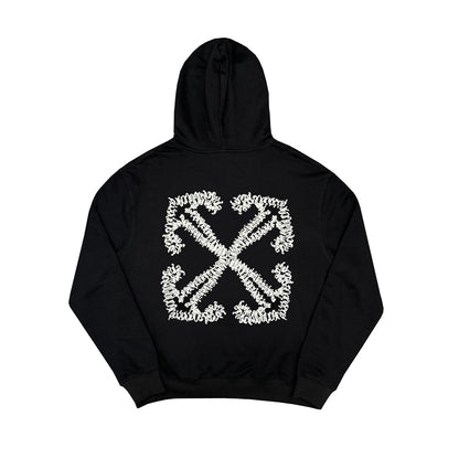 Off-White Hoodie Logo embroidered Organic Cotton Black