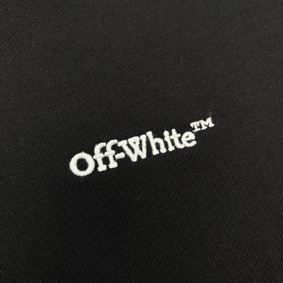 Off-White Hoodie Logo embroidered Organic Cotton Black